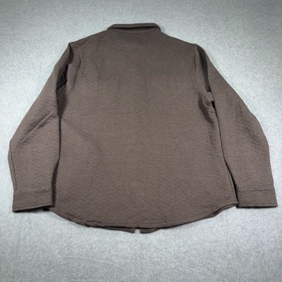 NWT Cloudveil Quilted Shacket Mens L Large BROWN Jacquard Knit Shirt Jacket Snap - Picture 9 of 9